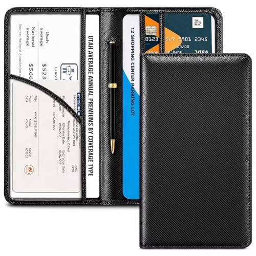 CoBak Car Registration and Insurance Holder - Vehicle Glove Box Car Organizer,Auto Truck Comparment Accessories Case with Magnetic Closure for Driver License,Cards - color: L-Carbon Black