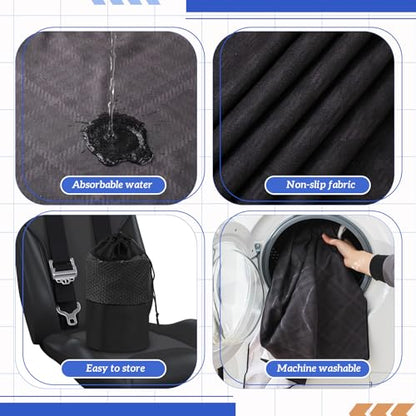 Hahafelt Car Seat Towel Covers with Storage Bag, 63 x 32 Inch Universal Non Slip Waterproof Sweat Protector for Car Truck, Gym Swimming Running, Machine Washable(2 Pack,Black Plaid) - style: Black Plaid