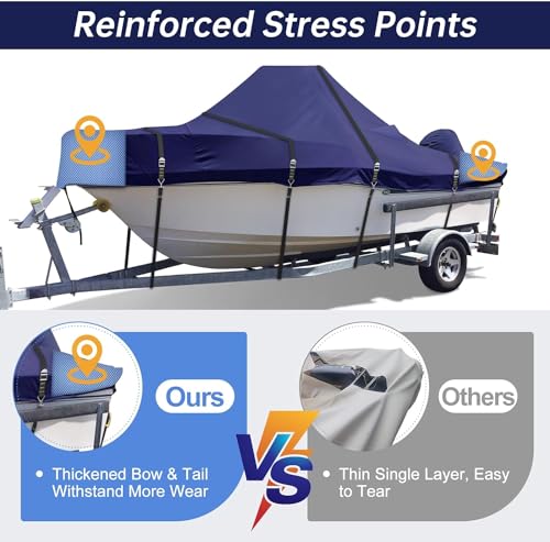 900D Center Console Boat Cover, Windproof Full Metal Buckle Straps Boat Cover for Center Console Boat Heavy Duty fits 22-24" Length, Beam Width up to 116" W, Navy - color: Navy, size: 22'-24' Length , Beam Width up to 116" W