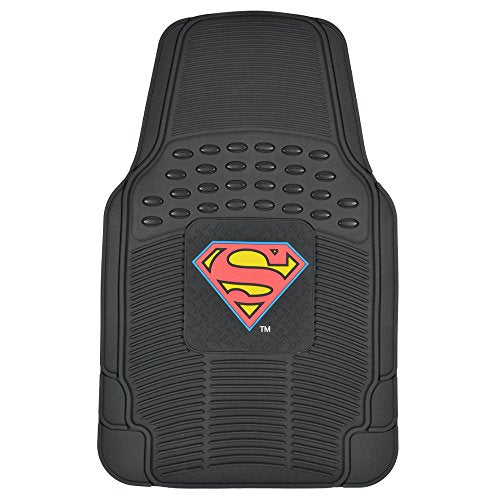 Superman Rubber Car Floor Mats 4 PC Front Heavy Duty All Weather Protection - Trimmable To fit - size: Pack of 4