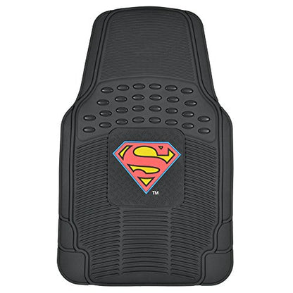 Superman Rubber Car Floor Mats 4 PC Front Heavy Duty All Weather Protection - Trimmable To fit - size: Pack of 4