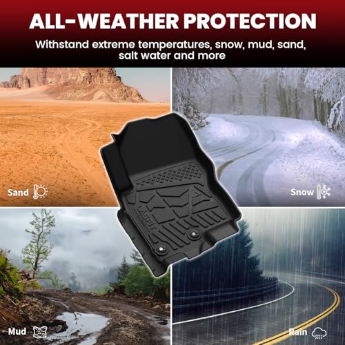 LASFIT Floor Mats for Nissan Frontier 2009-2021 King Cab (Not Fit Crew Cab), All Weather TPE Custom Fit Easy Clean Durable No-Curling Floor Liners for Frontier 1st & 2nd Row Car Mats, Black - size: 1)For Nissan Frontier | 2009-2021 | King Cab