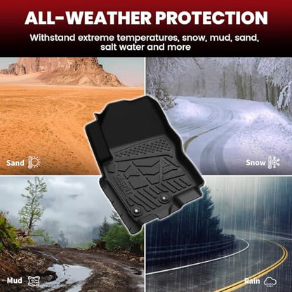 LASFIT Floor Mats for Nissan Frontier 2009-2021 King Cab (Not Fit Crew Cab), All Weather TPE Custom Fit Easy Clean Durable No-Curling Floor Liners for Frontier 1st & 2nd Row Car Mats, Black - size: 1)For Nissan Frontier | 2009-2021 | King Cab