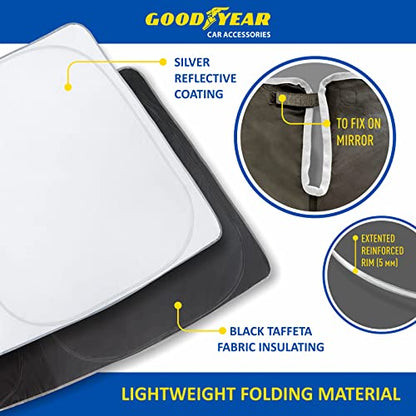 Goodyear Foldable Windshield Sunshade for Nissan Murano 2015-2024, SUV car Accessories, Sunshade Cover, Sun Shade Car Windshield, Window Sun Blocker - GY008277 - color: For Nissan Murano 15-24