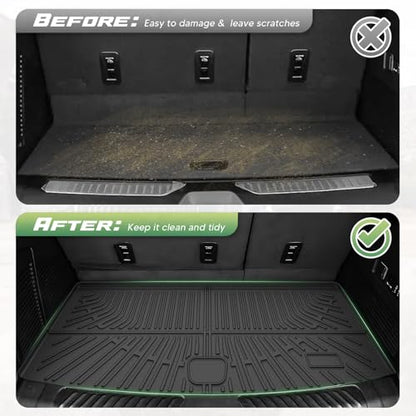 Cartist Cargo Liner for Chevy Tahoe/GMC Yukon 2021-2025 2026 (Not for Yukon XL), All Weather Cargo Mats for Tahoe Accessories, Heavy Duty TPE Behind The 3rd Row Trunk Mat, Car Accessories