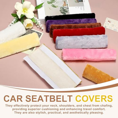 PATIKIL Car Seat Belt Cover Pad, (Khaki) (2 Pcs), Soft Fluffy Seatbelt Cushion Shoulder Strap Covers, Suit for - Bag/Auto/Car Accessories - color: Khaki