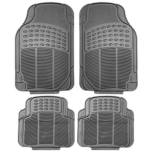 FH Group Automotive Floor Mats - Heavy-Duty Rubber, All Weather Protection Universal Fit Full Set Floor Mats and Cargo Mat, Climaproof, Semi Custom Trimmable for Most Cars, Sedan, SUV, Truck, Gray