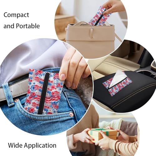 American Flag Daily Items Holder, Small Purses Tissue Pouch Zipper Enclosed Easy to Carry Car Tissue Packs Convenient Organizer Fashion Daily Items - color: American Flag 01