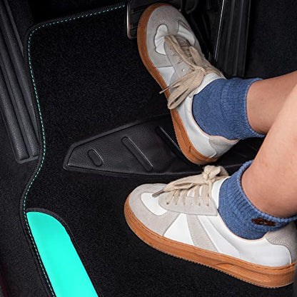 CAR PASS Waterproof Universal Fit Car Floor Mats, Teal Car Mats Fit for SUV,Vans,sedans, Trucks,Set of 4pcs Car Carpet for Women(Black with Mint) - color: Black With Mint