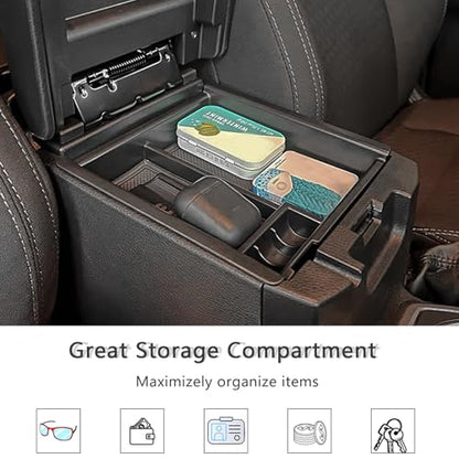 Center Console Organizer Tray Compatible with Toyota Tacoma Accessories 2016-2022 2023, Armrest Insert Container ABS Material Secondary Storage Box