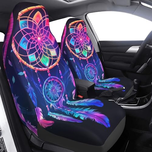 Dujiea Dream Catcher with Feathers Car Front Seat Covers 2 Pcs Universal Auto Seat Covers Front Seats Only, Vehicle Bucket Seat Protectors Fit for Most Car SUV Sedan and Truck - color: Dream Catcher With Feathers