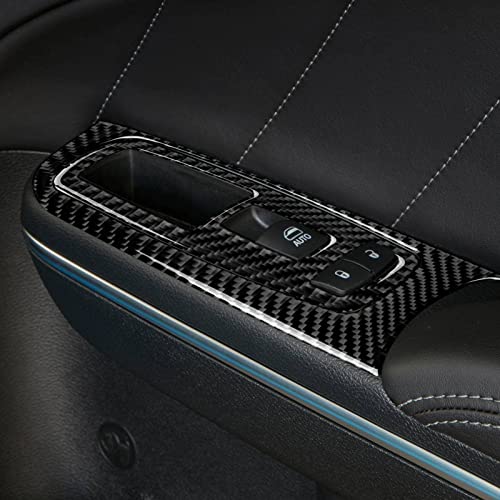Car Front Window Lift Control Switch Decals for 2011-2023 Dodge Charger/Chrysler 300 Accessories Carbon Fiber Interior Stickers - color: Front Window Lift Trim