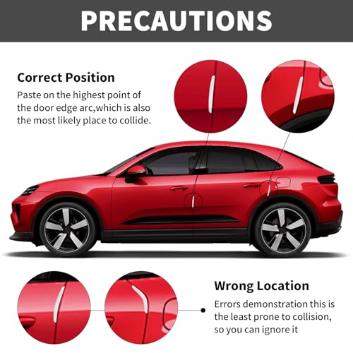 6 Inch 4Pcs 3D Carbon Fiber Texture Car Door Edge Protector Trim Strip Anti-Scratch and Anti-Collision Side Door Protectors Vehicle Exterior Accessories Sticker White