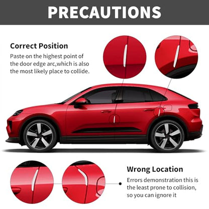 6 Inch 4Pcs 3D Carbon Fiber Texture Car Door Edge Protector Trim Strip Anti-Scratch and Anti-Collision Side Door Protectors Vehicle Exterior Accessories Sticker White