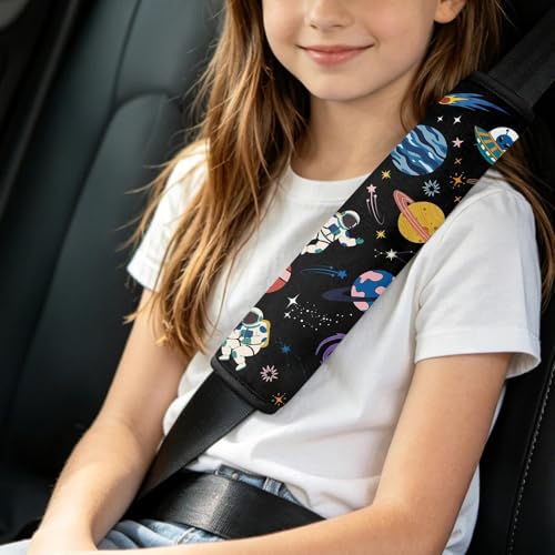 2 Pcs Seat Belt Cover for Kids, Space Car Seat Strap Pads for Children, Solar System Soft Car Seat Belt Cushion Pads for Boys and Girls Babies Adults - color: Universe