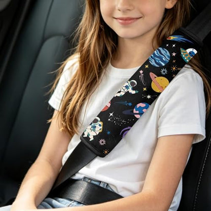 2 Pcs Seat Belt Cover for Kids, Space Car Seat Strap Pads for Children, Solar System Soft Car Seat Belt Cushion Pads for Boys and Girls Babies Adults - color: Universe