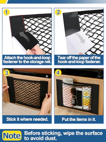 Bigmeta 2PCS RV Cargo Storage Mesh Net, Elastic Stretchable Netting Pocket with 4 Adhesive Strip Wall Sticker for SUV, Truck(15.4 x 9.4 Inch) - size: 2