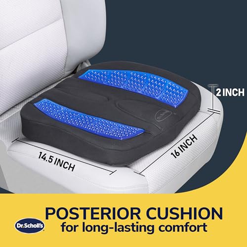 Dr. Scholl's Massaging Gel Posterior Seat Cushion for Car, Office, Home — Black - size: Posterior, style: Massaging Gel-Infused