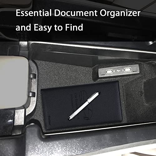 Car Insurance and Registration Holder, 9.5 x 5 Inch PU Leather Vehicle Glove Box Organizer Wallet Case for Insurance Card, Driver License, Paperwork - Black - color: Black