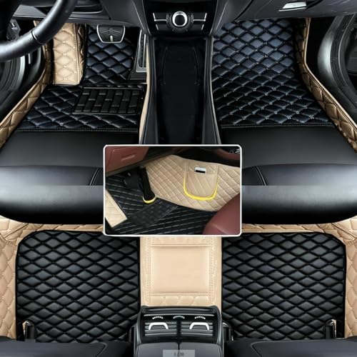 Custom Floor Mats for Audi A1, A3, A4, A5, A6, A7, A8,TT, TTS, Q2, Q3, Q5, Q7, Q8,RS3 RSQ8 S3 S4 S5 S6 S7 S8 e-tron, Q4 e-tron,All Weather Waterproof Luxury Leather (Beige and Black) - color: Beige and Black