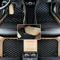 Custom Floor Mats for Audi A1, A3, A4, A5, A6, A7, A8,TT, TTS, Q2, Q3, Q5, Q7, Q8,RS3 RSQ8 S3 S4 S5 S6 S7 S8 e-tron, Q4 e-tron,All Weather Waterproof Luxury Leather (Beige and Black) - color: Beige and Black