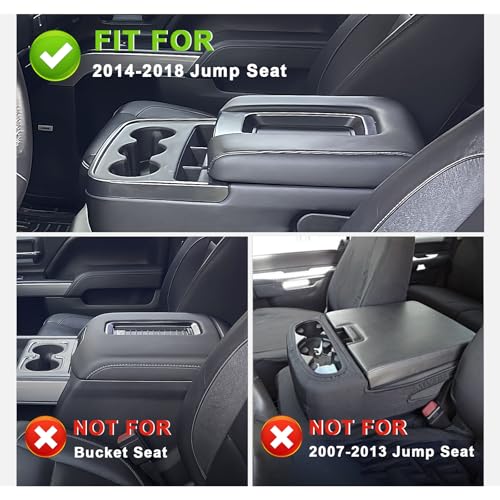 Center Console Armrest Cover Fit for Chevy Silverado & GMC Sierra 1500 2500 3500HD 2014-2018 Accessories, Comfort Armrest Pad Console Lid Cushion Vegan Leather Regular Thick(Split Bench Seat) - size: 1) 14-18 |Silverado & Sierra| Jump Seat, Regular
