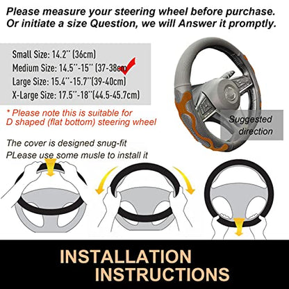 PINCTROT D Shaped Comfy Grip Steering Wheel Cover, Anti-Slip Design, Flat Bottom 14.5-15 Inch(Silicone Brown) - color: 8.Brown, size: D Shaped/Flat Bottom[14 1/2''-15'']