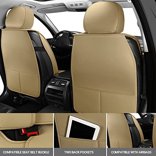 Leather Car Seat Covers Universal fit Most Sedans SUV Trucks (Front Seat, Beige) - color: BEIGE, size: FRONT PAIR