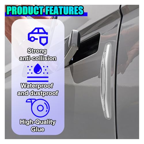 4 Pack Car Door Edge Guards, Anti-Scratch Car Side Door Protector, PVC Auto Bumper Guard, Auto Body Trim Strip withSelf-Adhesive, Cars Exterior Accessories for Cars, SUVs, Trucks (Silver)