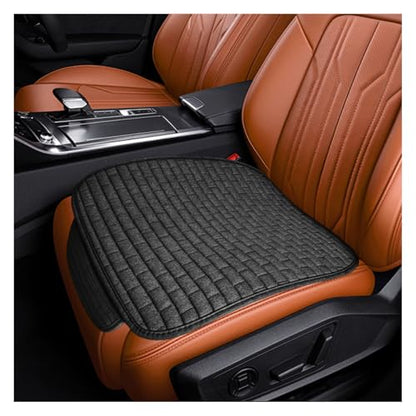 Car Front Seat Cover, Comfortable Linen Automotive Seat Pad with Storage Pocket, Anti-Slip Breathable Vehicle Seats Protection Mat, Universal Car Interior Seats Pad for SUV, Truck (Black-S) - size: Black-S