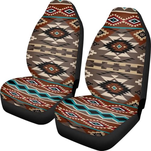 Dreaweet Geometric Aztec Car Seat Covers Front Seats Native American Tribal Car Accessories 2 Piece Washable & Universal Seat Covers for Cars SUV Sedan Trucks - color: Geometric Aztec
