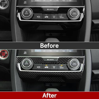 Air Condiitioning Center Console Panel Decals for 2016-2021 Honda Civic 10th Gen Accessories ABS Carbon Fiber Stickers, NOT for The CAR with Warmer Buttons - color: Air Condiitioning Panel