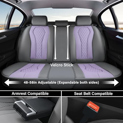 Coverado Car Seat Covers, Back Car Seat Cover, 3-Pieces Leather Seat Cover, Luxury Car Seat Cushion, Luxury Seat Cover Seat Protector Universal Most Cars Trucks SUV - color: Gray/Purple