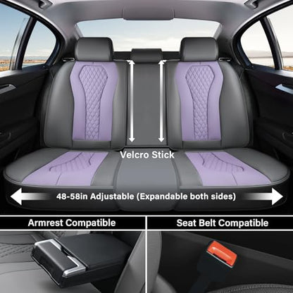Coverado Car Seat Covers, Back Car Seat Cover, 3-Pieces Leather Seat Cover, Luxury Car Seat Cushion, Luxury Seat Cover Seat Protector Universal Most Cars Trucks SUV - color: Gray/Purple