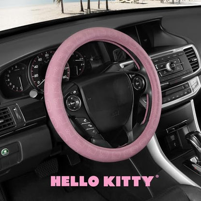 Sanrio Hello Kitty Pink Car Steering Wheel Cover, Universal Fit Cute Car Accessories for Women Stylish Decor Gifts Hello Kitty Accessories - Fits Standard Wheels 14.5"-15" - style: Hello Kitty Pink