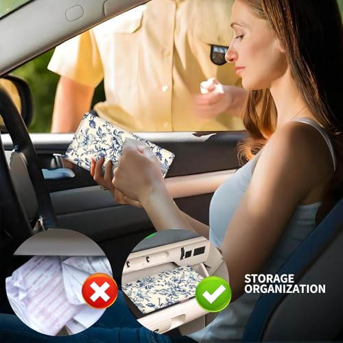 Leather Car Registration and Insurance Card Holder, Cute Car Accessories Vehicle Glove Box Car Organizer for Documents, Cards, License Beautiful Boho Flowers - color: Beautiful Boho Flowers