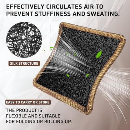 Air Fiber Seat Cushion for Office Chair, 0.7Inch Thin Car Seat Cushion for Driving, Breathable Square Chair Pad for Long Sitting Fatigue Relief, Fully Washable Desk Cushion for Gaming & Travel (Black)