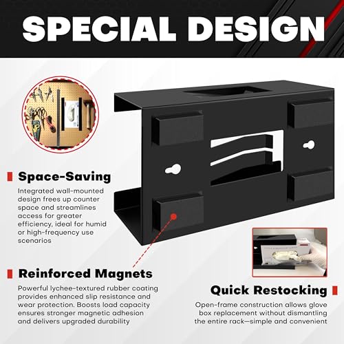 C&T Magnetic Glove Box Holder, Tissue Dispenser, Holds Boxes of Gloves, Towels, Wipes and Tissues,Suitable for Wall mounting, toolboxes, garages, workshops, Offices and Kitchens - style: 1pc