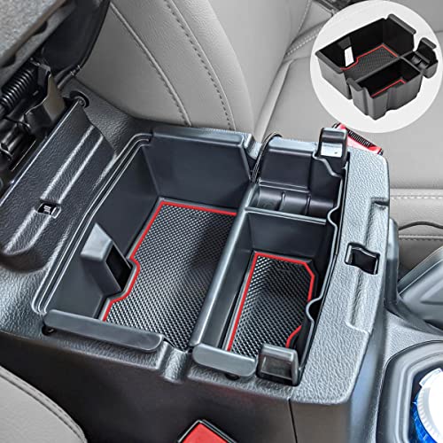 Center Console Organizer Tray Compatible with Jeep Wrangler JL/JLU 2018-2023 2024 2025 2026 and Gladiator JT Truck 2020-2026 Insert Accessories - Won't Covers The Light Inside (Red Trim) - color: Red