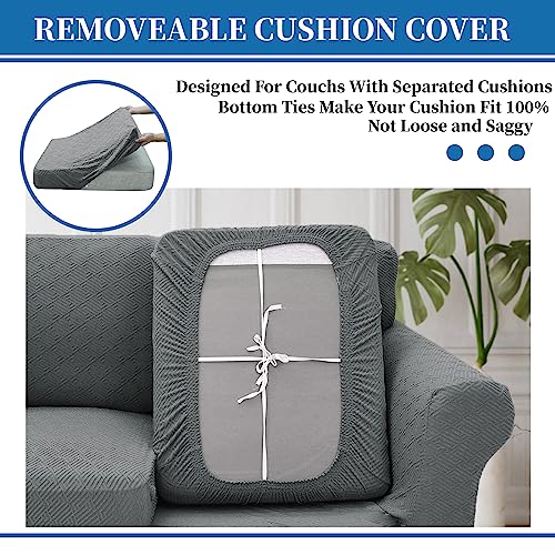XINEAGE 2026 New 3 Pieces Couch Covers for 2 Extra Large Cushion Sofa Super Stretch Sofa Cover for 2 Large Seat Universal Loveseat Slip Cover for Living Room (Light Gray), 71"-91"(2 Cushions)