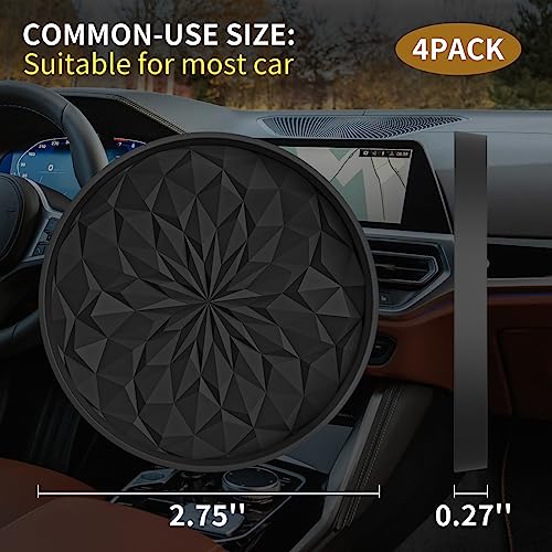 Car Coasters for Cup Holders [4 Pack] - 2.75In Silicone Auto Mug Mats - Universal Non-Slip Recessed Car Interior AccessoriesBlack - color: 4 Pack-black