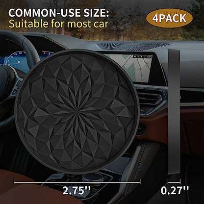 Car Coasters for Cup Holders [4 Pack] - 2.75In Silicone Auto Mug Mats - Universal Non-Slip Recessed Car Interior AccessoriesBlack - color: 4 Pack-black