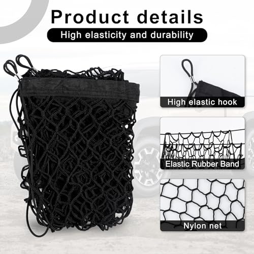 Amiss Cargo Net Stretchable, Car Exterior Accessories, Adjustable Elastic Trunk Storage Net with Hook for SUVs, Cars and Trucks (11.8"x 31.5") - size: 11.8×31.5 Inch