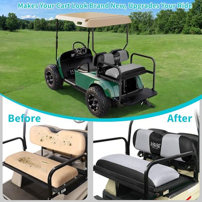 10L0L Golf Cart Seat Covers, Super Comfort Cooler Than Vinyl Seat Cover, Front and Rear Seat Cover for Yamaha EZGO Club Car, No Drilling Breathable Mesh Bench Seat Blanket, Machine Washable - color: Dark Gray + Black, style: Rear Seat - Universal for Yama