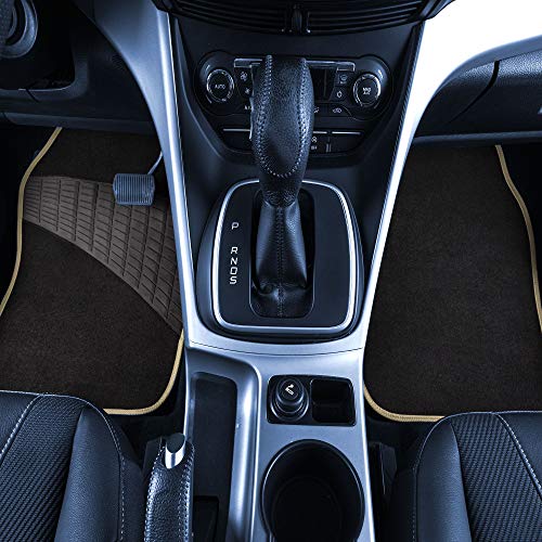 FH Group Color-Trimmed Non-Slip Carpet Car Floor Mats with Rubber Heel Pad – Universal Fit for Sedan, SUV & Truck – Full Set Beige/Black - color: BEIGE