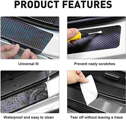 4 Pieces Car Door Sill Protector,Carbon Fiber Threshold Anti-Scratch Sticker Door Edge/Rear Guard Protection (4pcs-t-tu) - color: 4pcs-t-tu