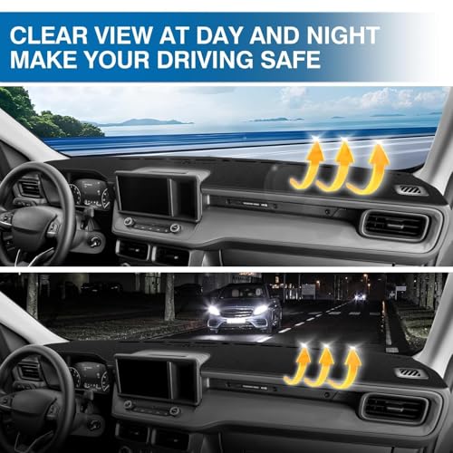 KUST Black Dash Cover for Ford Maverick 2022-2024 2025 2026 (Hybrid)(XL, XLT, Lariat) Polyester Dashboard Cover Non-Slip Center Interior Accessories for Maverick Sunshade No Glare - size: 56.69''×16.93''(Ford Maverick 22-present）