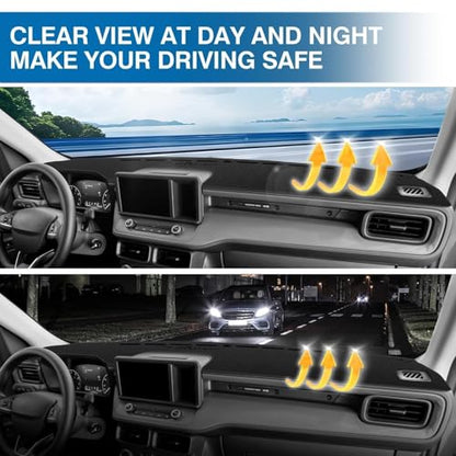 KUST Black Dash Cover for Ford Maverick 2022-2024 2025 2026 (Hybrid)(XL, XLT, Lariat) Polyester Dashboard Cover Non-Slip Center Interior Accessories for Maverick Sunshade No Glare - size: 56.69''×16.93''(Ford Maverick 22-present）