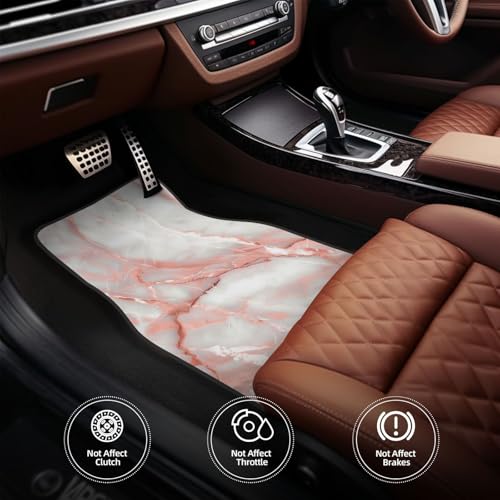 Universal Fit Car Floor Mats, Pink Marble Designs Printed Set of 4pcs Car Carpet Fit for SUV, Vans, Sedans, Trucks - color: Pink Marble