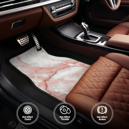 Universal Fit Car Floor Mats, Pink Marble Designs Printed Set of 4pcs Car Carpet Fit for SUV, Vans, Sedans, Trucks - color: Pink Marble